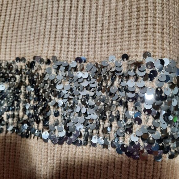 Nine West Sequin Striped Half Zip Mock Neck‎ Pullover Sweater - XL - Picture 5 of 8